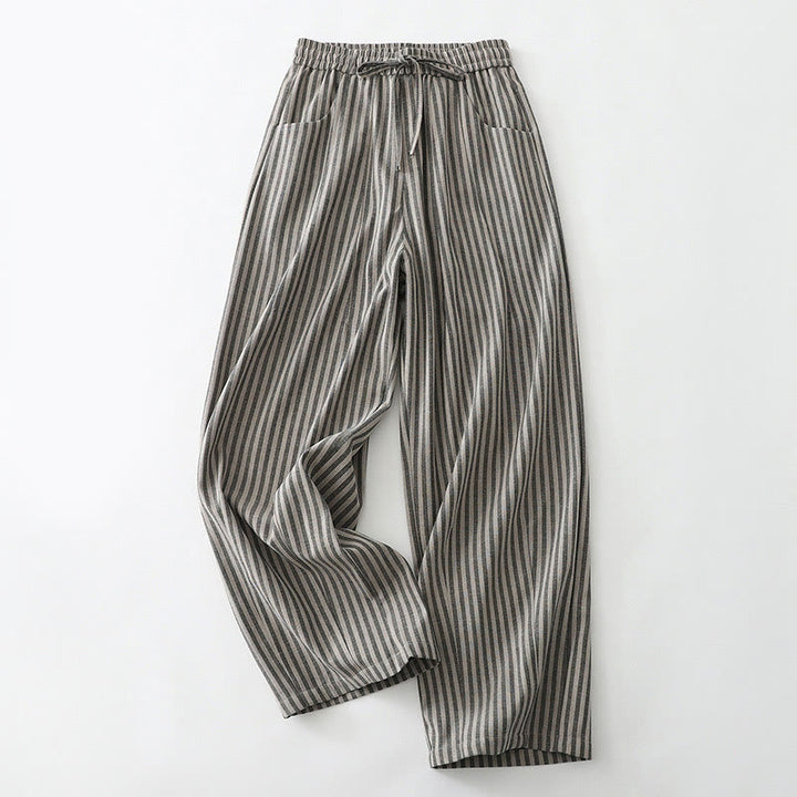 Pantaloni larghi in cotone con coulisse a righe Buddha Stones Commute da donna con tasche - Grigio scuro - US8-10, UK/AU12-14, EU40-42 (2XL) - image 6
