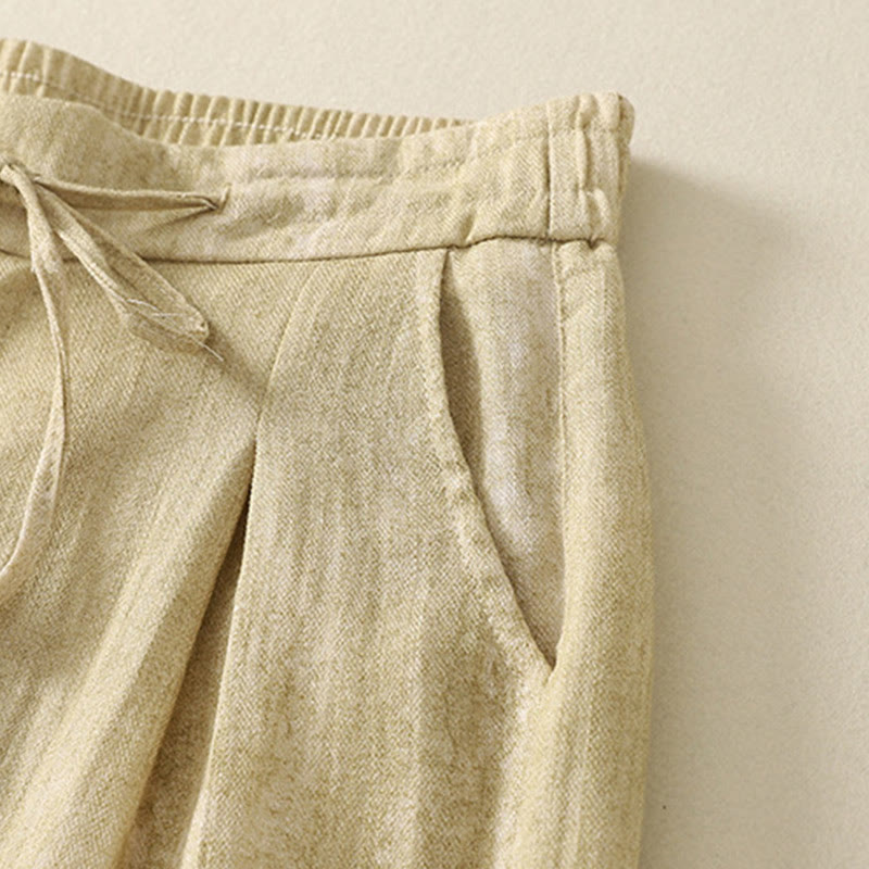 Pantaloni da donna in cotone a gamba larga con tasche, modello Buddha Stones Summer Plain Coulisse Zipper - image 7