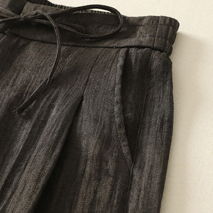 Pantaloni da donna in cotone a gamba larga con tasche, modello Buddha Stones Summer Plain Coulisse Zipper - image 14