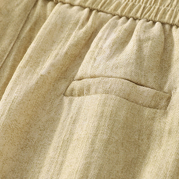 Pantaloni da donna in cotone a gamba larga con tasche, modello Buddha Stones Summer Plain Coulisse Zipper - image 6