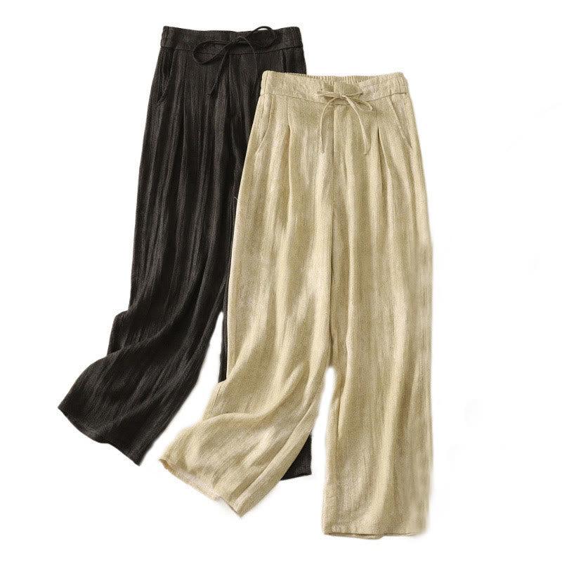 Pantaloni da donna in cotone a gamba larga con tasche, modello Buddha Stones Summer Plain Coulisse Zipper - image 18