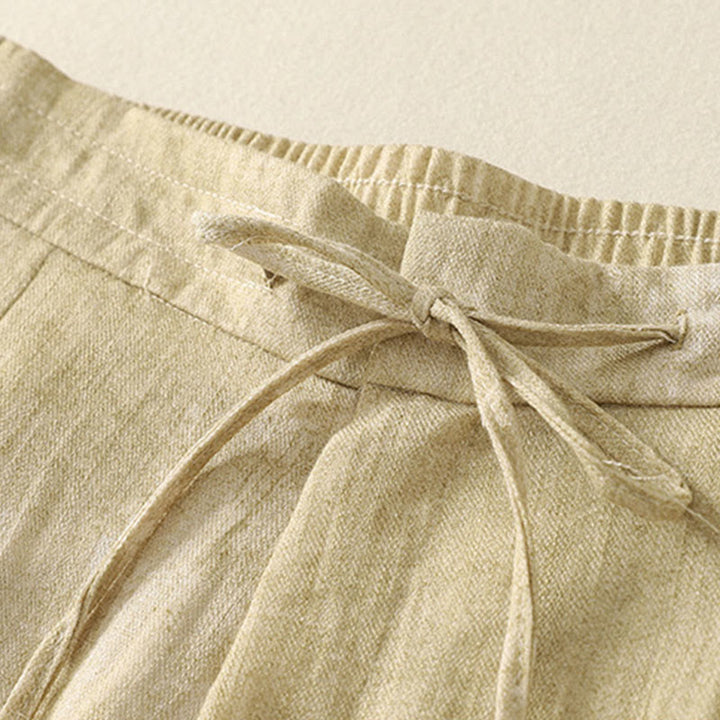 Pantaloni da donna in cotone a gamba larga con tasche, modello Buddha Stones Summer Plain Coulisse Zipper - image 3