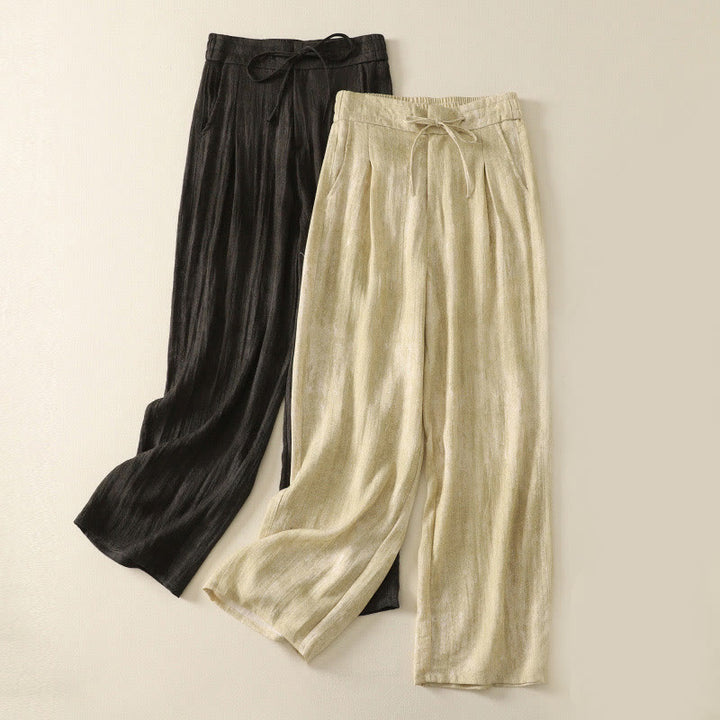 Pantaloni da donna in cotone a gamba larga con tasche, modello Buddha Stones Summer Plain Coulisse Zipper - image 17