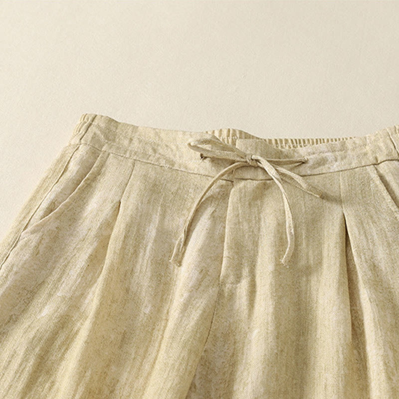 Pantaloni da donna in cotone a gamba larga con tasche, modello Buddha Stones Summer Plain Coulisse Zipper - image 4