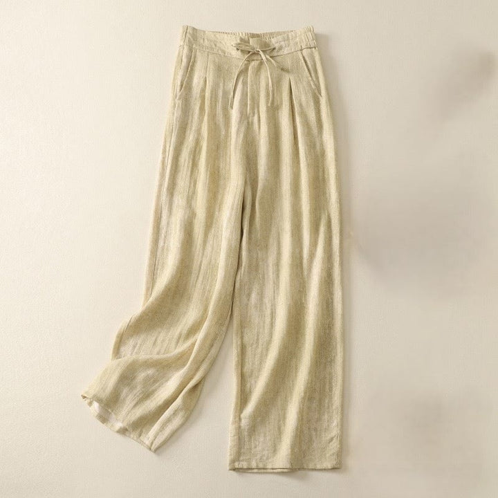 Pantaloni da donna in cotone a gamba larga con tasche, modello Buddha Stones Summer Plain Coulisse Zipper - LemonChiffon - US12, UK/AU16, EU44 (2XL) - image 1