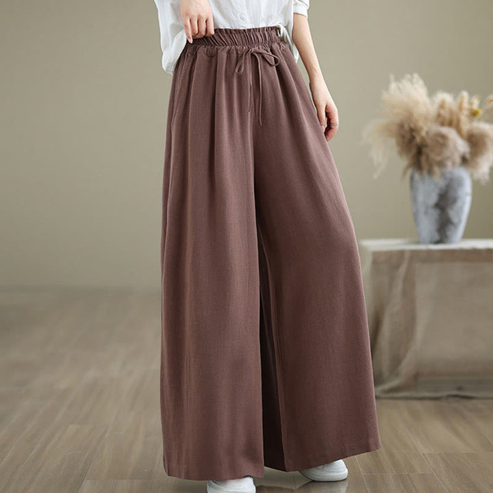 Pantaloni da donna in cotone e lino con tasche, modello Buddha Stones Commute, semplici e allacciati, a gamba larga - image 13