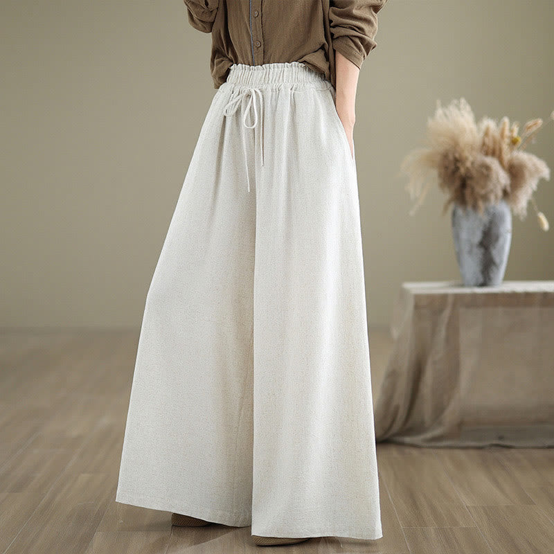 Pantaloni da donna in cotone e lino con tasche, modello Buddha Stones Commute, semplici e allacciati, a gamba larga - Bianco Fantasma - US6, UK/AU10, EU38 (XL) - image 17