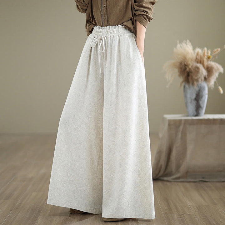 Pantaloni da donna in cotone e lino con tasche, modello Buddha Stones Commute, semplici e allacciati, a gamba larga - Bianco Fantasma - US6, UK/AU10, EU38 (XL) - image 17