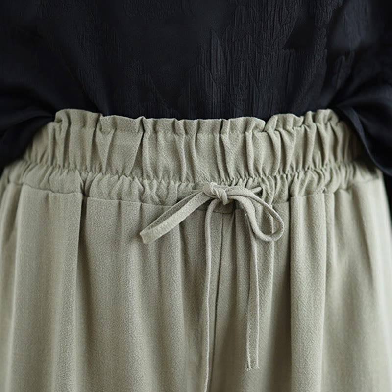 Pantaloni da donna in cotone e lino con tasche, modello Buddha Stones Commute, semplici e allacciati, a gamba larga - image 5