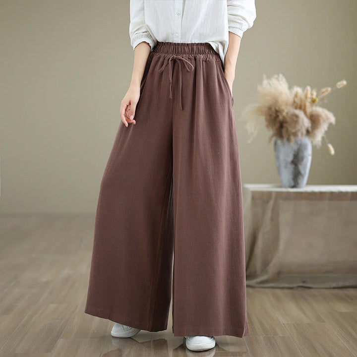 Pantaloni da donna in cotone e lino con tasche, modello Buddha Stones Commute, semplici e allacciati, a gamba larga - Siena - US6, UK/AU10, EU38 (XL) - image 11