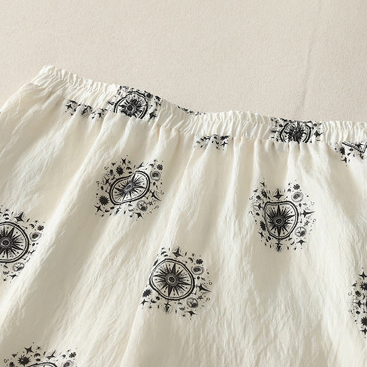 Pantaloni larghi in cotone da donna con tasche, stampa bohémien con motivo celeste Buddha Stones - image 8