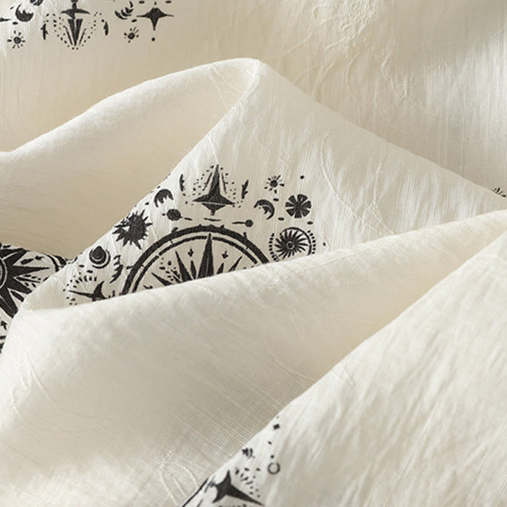 Pantaloni larghi in cotone da donna con tasche, stampa bohémien con motivo celeste Buddha Stones - image 9