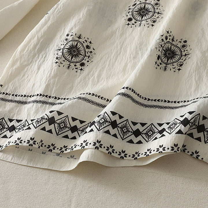 Pantaloni larghi in cotone da donna con tasche, stampa bohémien con motivo celeste Buddha Stones - image 12