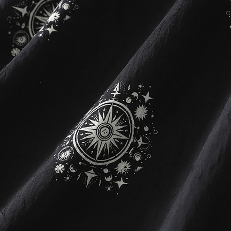 Pantaloni larghi in cotone da donna con tasche, stampa bohémien con motivo celeste Buddha Stones - image 2