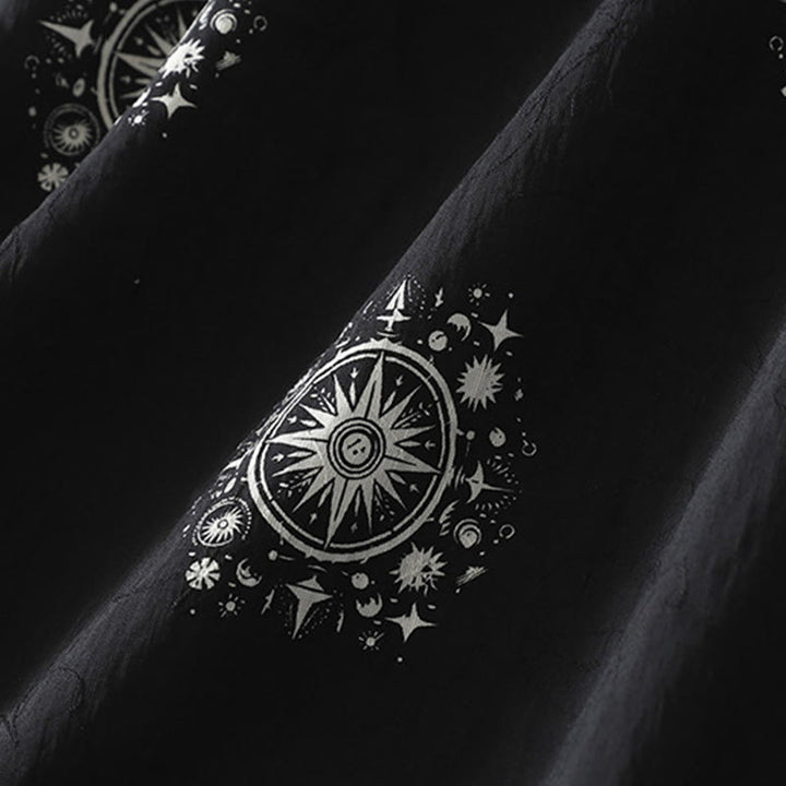 Pantaloni larghi in cotone da donna con tasche, stampa bohémien con motivo celeste Buddha Stones - image 2