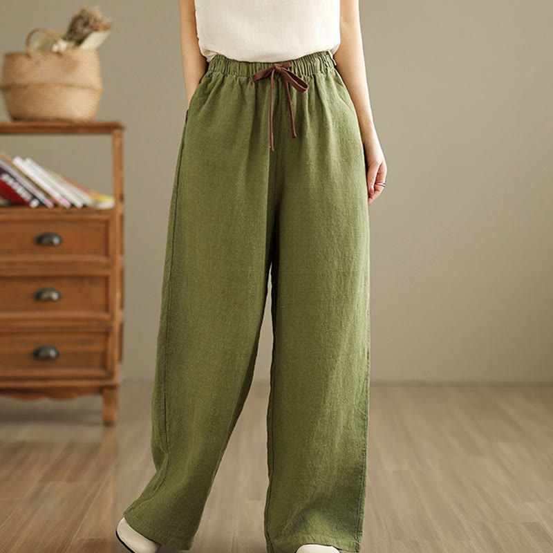 Pantaloni harem da donna in cotone con coulisse e tasche, modello Buddha Stones Commute, stile retrò, tinta unita - GialloVerde - US8-10, UK/AU12-14, EU40-42 (2XL) - image 1