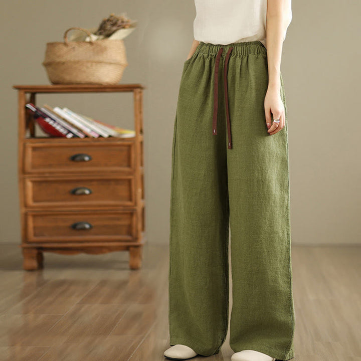 Pantaloni harem da donna in cotone con coulisse e tasche, modello Buddha Stones Commute, stile retrò, tinta unita - image 2