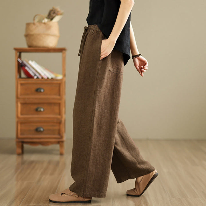 Pantaloni harem da donna in cotone con coulisse e tasche, modello Buddha Stones Commute, stile retrò, tinta unita - image 17
