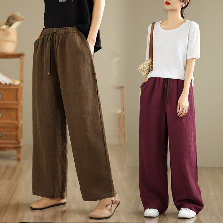 Pantaloni harem da donna in cotone con coulisse e tasche, modello Buddha Stones Commute, stile retrò, tinta unita - image 24