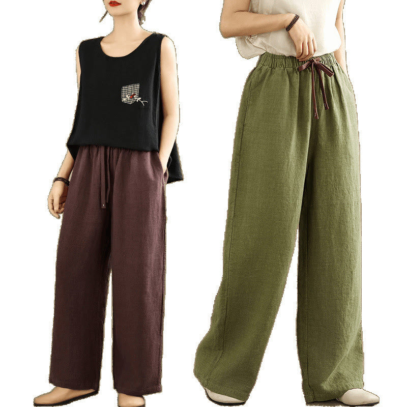 Pantaloni harem da donna in cotone con coulisse e tasche, modello Buddha Stones Commute, stile retrò, tinta unita - image 26