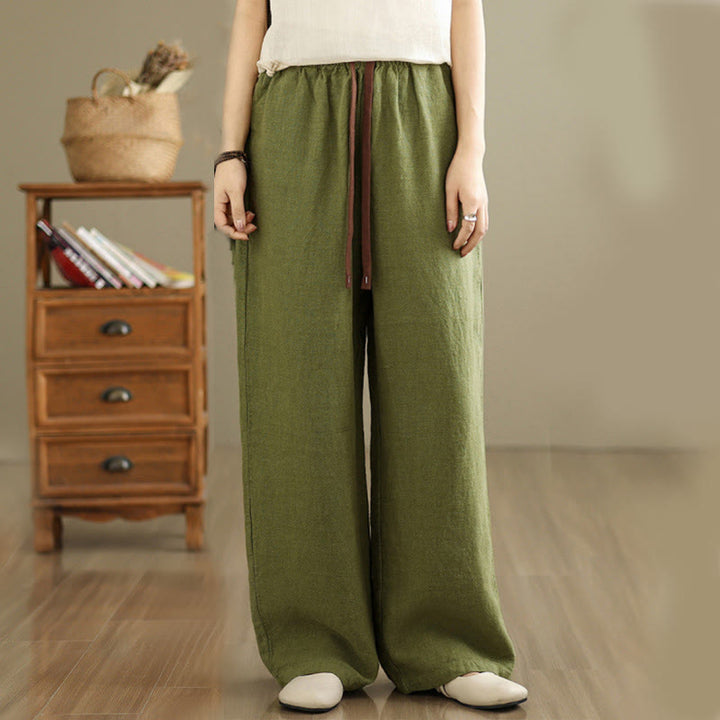 Pantaloni harem da donna in cotone con coulisse e tasche, modello Buddha Stones Commute, stile retrò, tinta unita - image 1