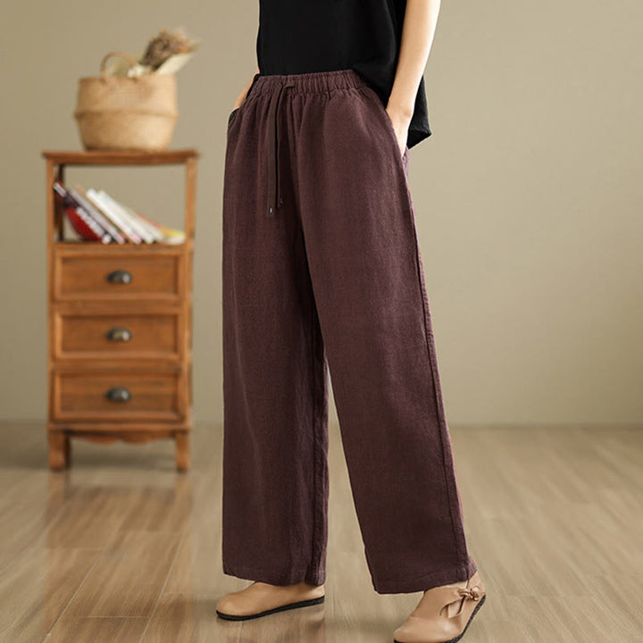 Pantaloni harem da donna in cotone con coulisse e tasche, modello Buddha Stones Commute, stile retrò, tinta unita - image 7