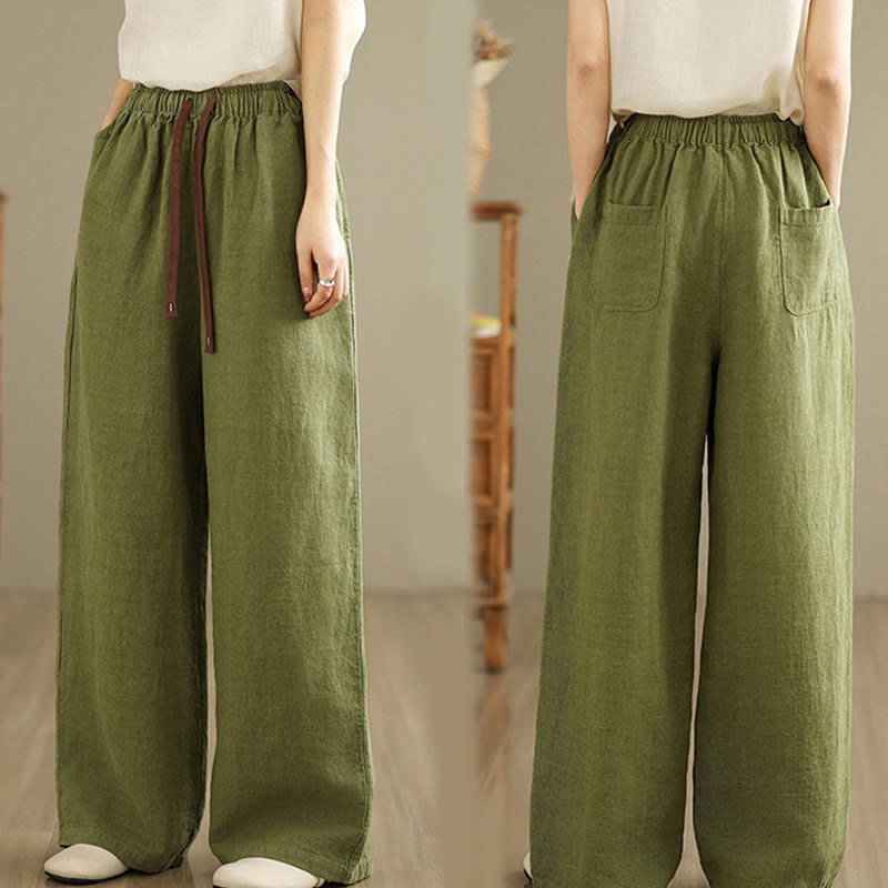 Pantaloni harem da donna in cotone con coulisse e tasche, modello Buddha Stones Commute, stile retrò, tinta unita - image 5