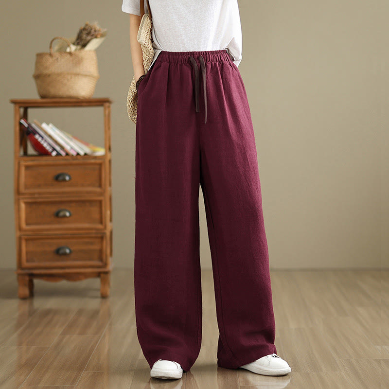 Pantaloni harem da donna in cotone con coulisse e tasche, modello Buddha Stones Commute, stile retrò, tinta unita - FireBrick - US8-10, UK/AU12-14, EU40-42 (2XL) - image 18