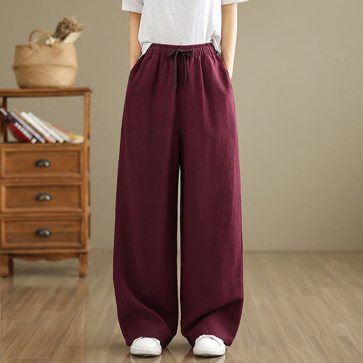 Pantaloni harem da donna in cotone con coulisse e tasche, modello Buddha Stones Commute, stile retrò, tinta unita - image 19