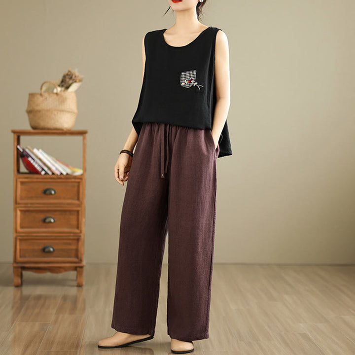 Pantaloni harem da donna in cotone con coulisse e tasche, modello Buddha Stones Commute, stile retrò, tinta unita - image 11