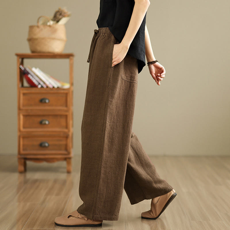 Pantaloni harem da donna in cotone con coulisse e tasche, modello Buddha Stones Commute, stile retrò, tinta unita - image 18