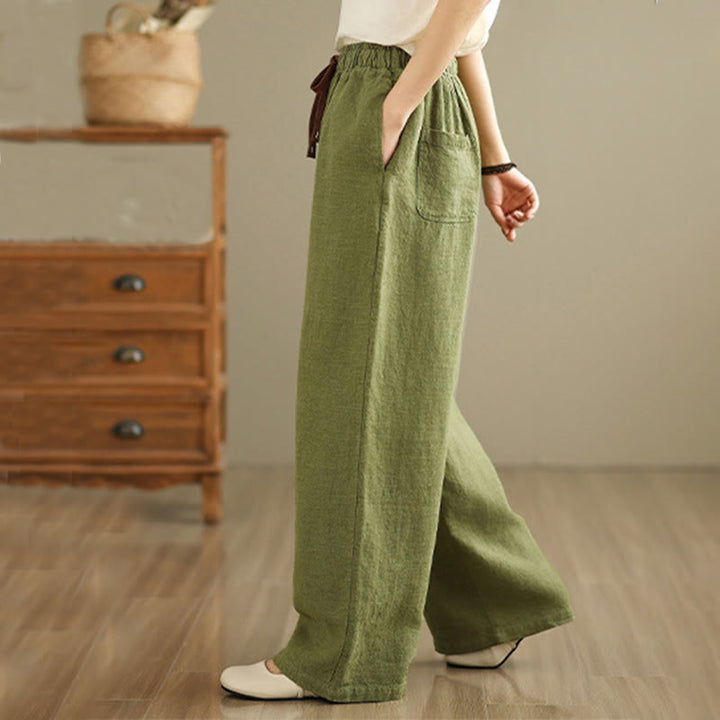 Pantaloni harem da donna in cotone con coulisse e tasche, modello Buddha Stones Commute, stile retrò, tinta unita - image 4