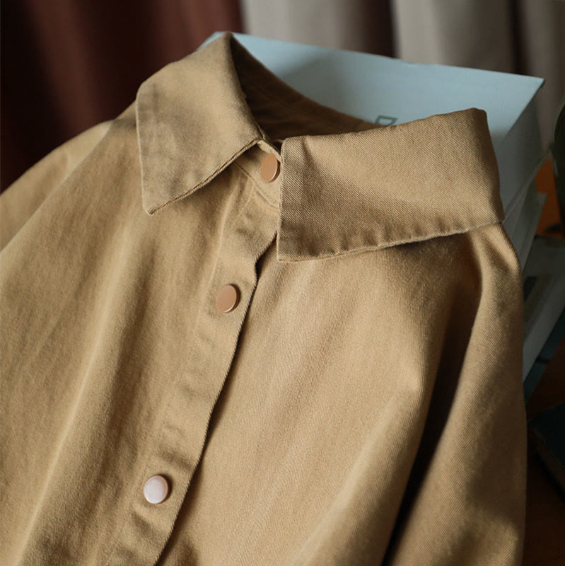 Giacca da donna in cotone con risvolto, casual, vintage, in tinta unita, con Buddha Stones - image 15