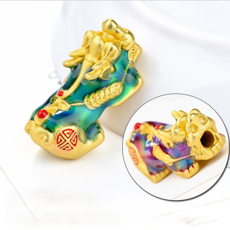 Braccialetto della ricchezza con perline di ossidiana arcobaleno in rame Pixiu Buddha Stones Fengshui - image 13