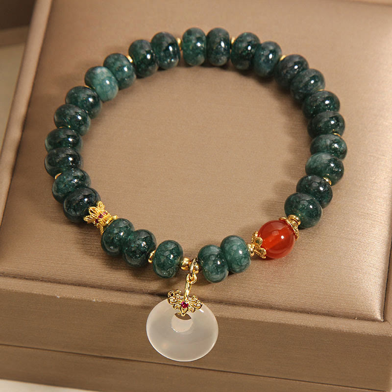 Braccialetto della prosperità con fibbia della pace e perline di giada blu con Buddha Stones - image 3