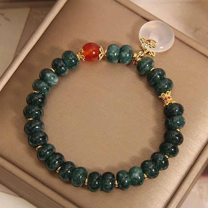 Braccialetto della prosperità con fibbia della pace e perline di giada blu con Buddha Stones - image 4