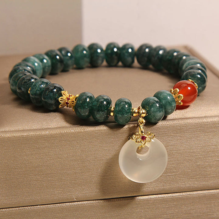 Braccialetto della prosperità con fibbia della pace e perline di giada blu con Buddha Stones - image 6