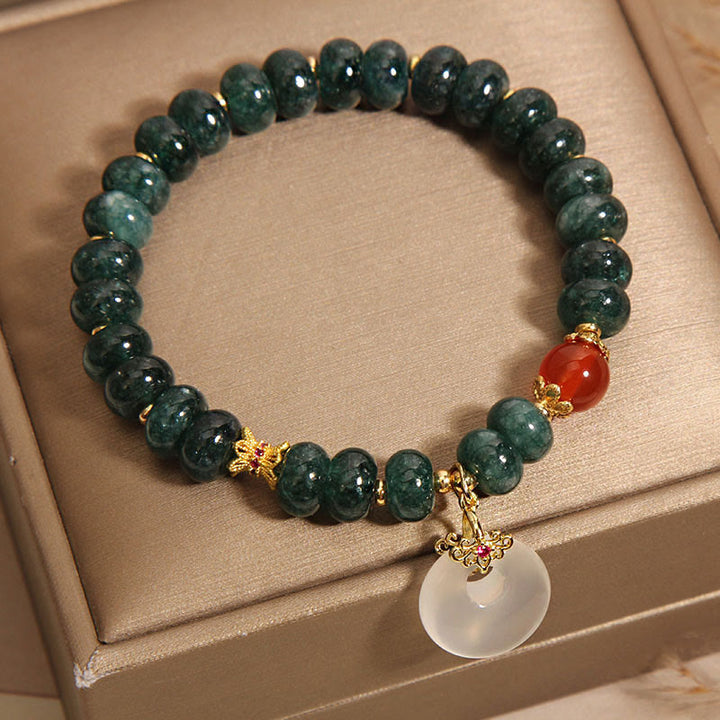 Braccialetto della prosperità con fibbia della pace e perline di giada blu con Buddha Stones - image 5