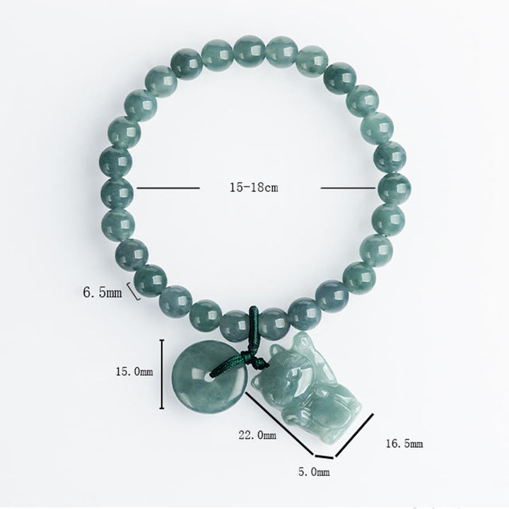 Braccialetto della prosperità con fibbia della pace in giada blu Buddha Stones e gatto fortunato - image 8