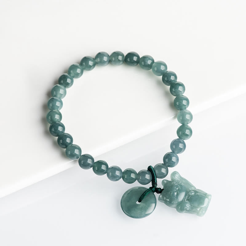 Braccialetto della prosperità con fibbia della pace in giada blu Buddha Stones e gatto fortunato - image 11