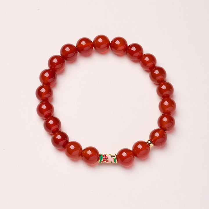 Braccialetto di fiducia con pesce koi portafortuna in agata rossa naturale Buddha Stones - Agata rossa - 8 mm - image 5