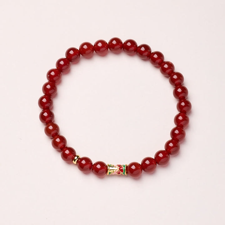 Braccialetto di fiducia con pesce koi portafortuna in agata rossa naturale Buddha Stones - Agata rossa - 6 mm - image 1