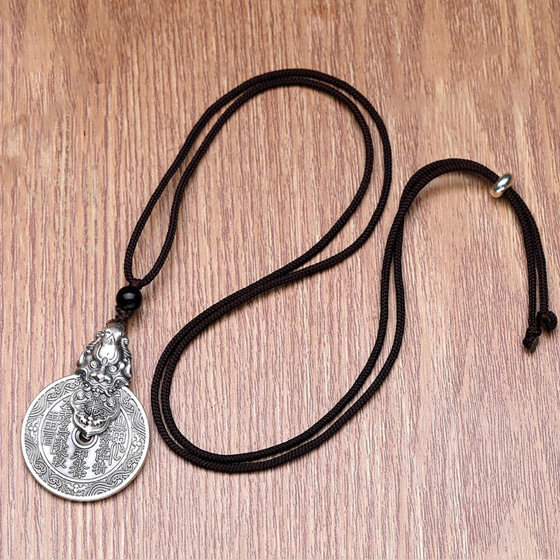 Buddha Stones Collana con ciondolo in rame Pixiu Harmony con design Bagua dei fantasmi della montagna che spendono soldi - image 6