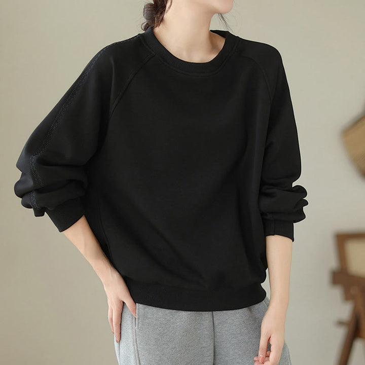 Felpa da donna in cotone con scollo rotondo e stampa Buddha Stones Fall Plain  - image 11