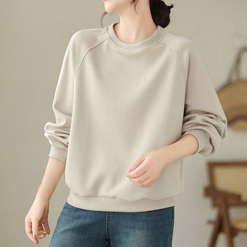 Felpa da donna in cotone con scollo rotondo e stampa Buddha Stones Fall Plain  - image 2