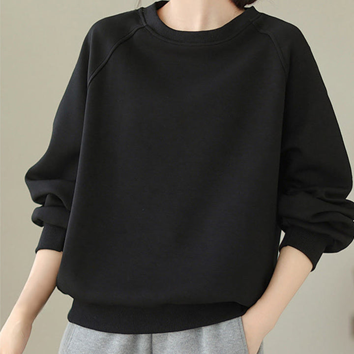 Felpa da donna in cotone con scollo rotondo e stampa Buddha Stones Fall Plain  - image 12
