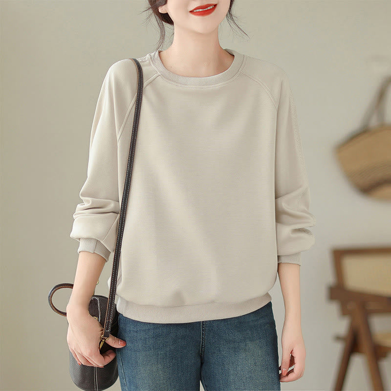 Felpa da donna in cotone con scollo rotondo e stampa Buddha Stones Fall Plain  - Bianco antico - US14, UK/AU18, EU46 (2XL) - image 1