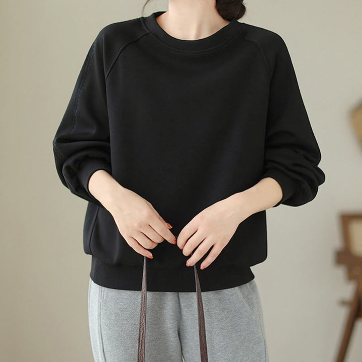 Felpa da donna in cotone con scollo rotondo e stampa Buddha Stones Fall Plain  - image 9