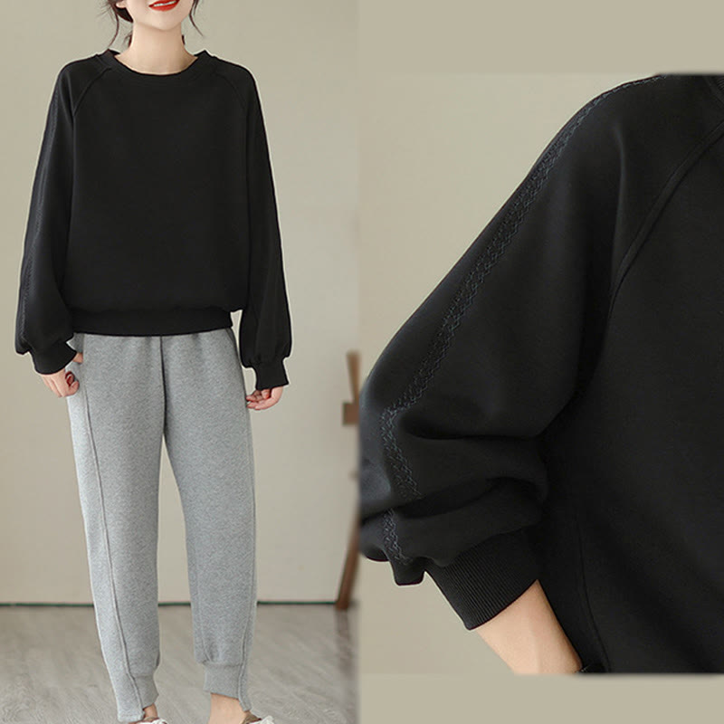 Felpa da donna in cotone con scollo rotondo e stampa Buddha Stones Fall Plain  - image 13