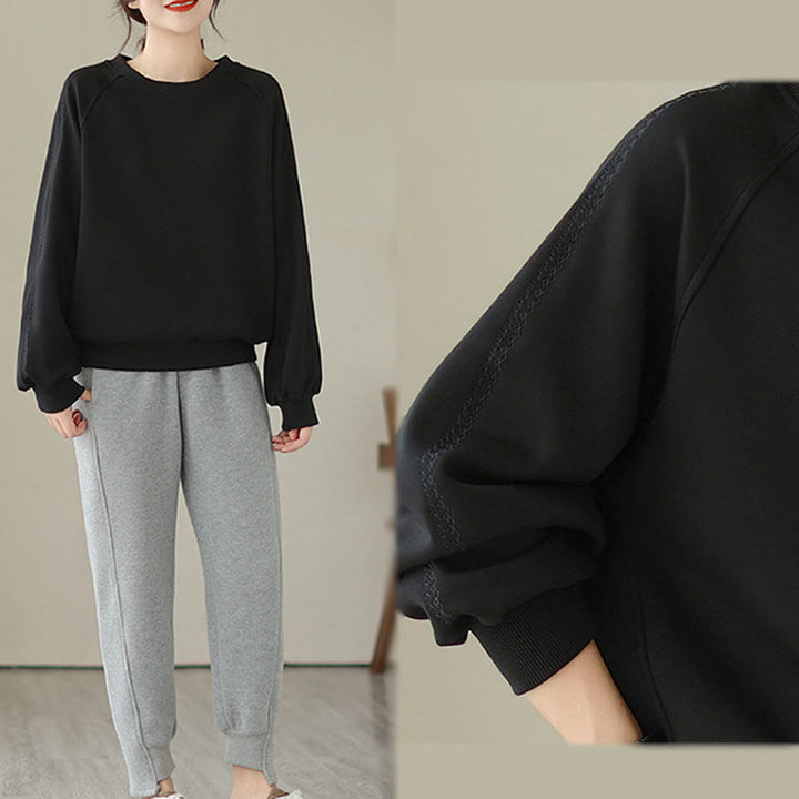 Felpa da donna in cotone con scollo rotondo e stampa Buddha Stones Fall Plain  - image 13
